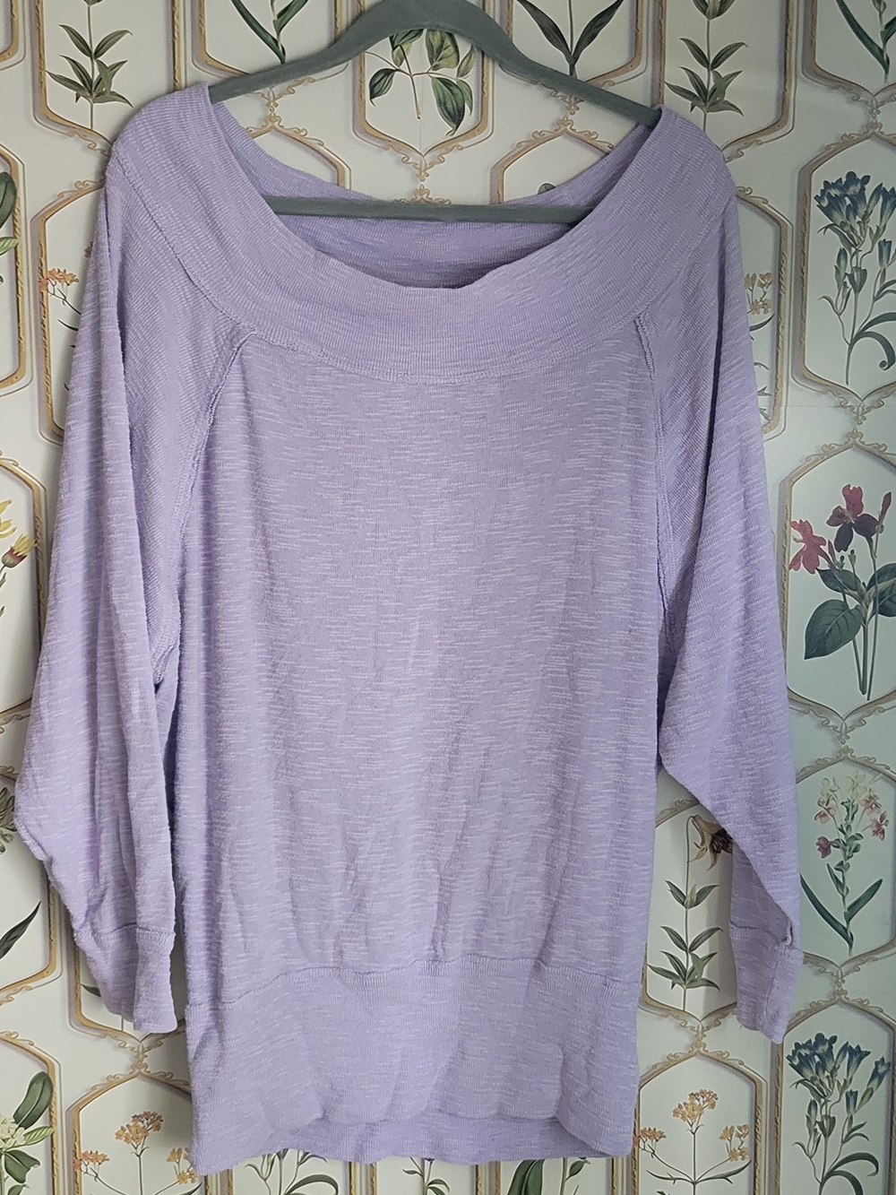 We The Free Free People Pastel Lavender Heathered Boatneck Oversized Medium